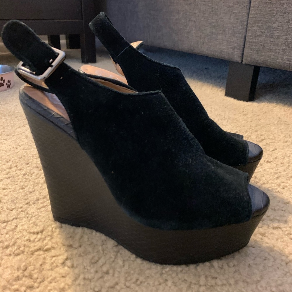 Jeffery Campbell black suede wedge